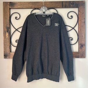 Liz Claiborne Mens Thermalite Performance V Neck Grey Knit Sweater